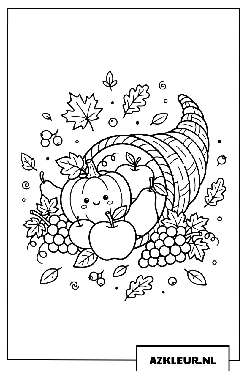Kleurplaat Herfstfruit en Groenten