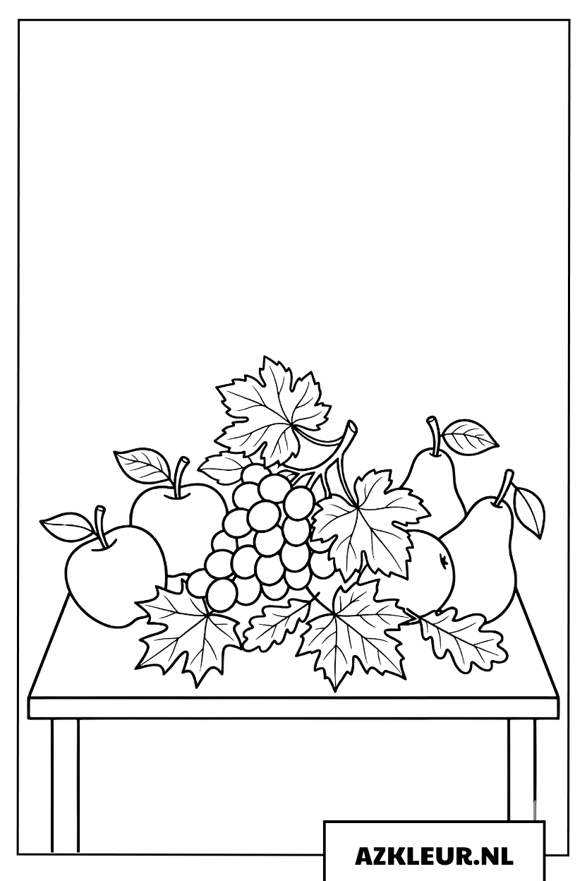 Kleurplaat Stilleven Herfstfruit