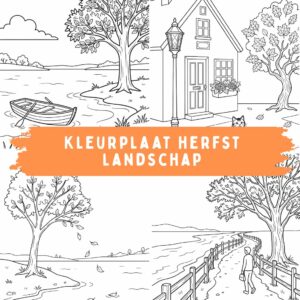 Kleurplaat herfst landschap: gratis downloaden