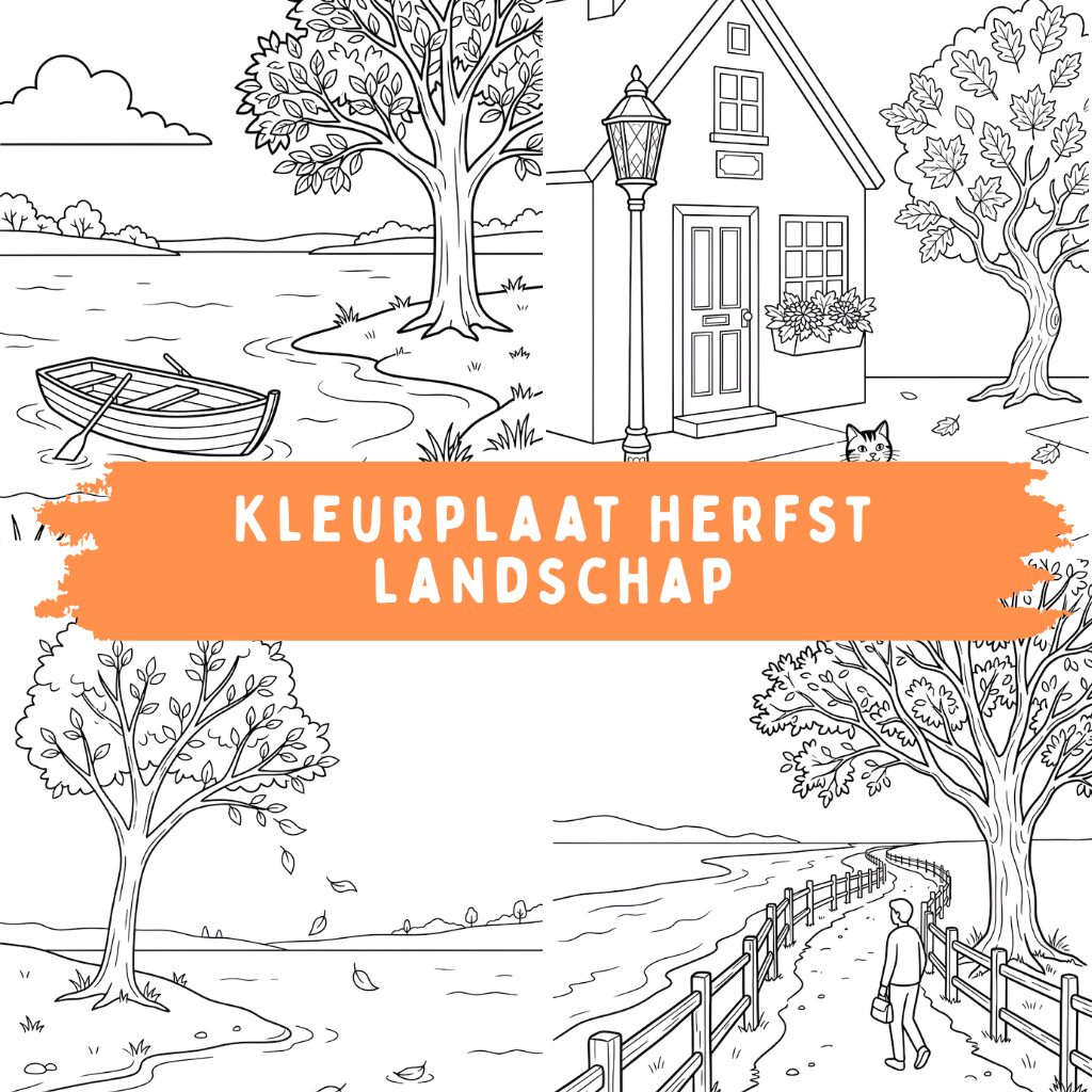 Kleurplaat herfst landschap ft